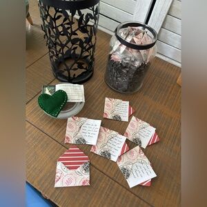 Black Leaf Metal Holder with Glass Insert -Filled with Kind Notes